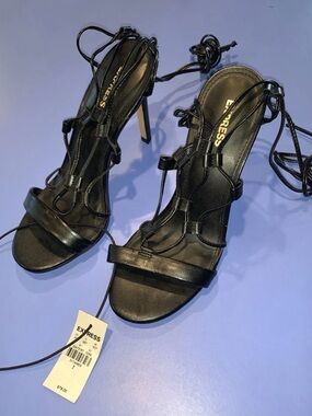 Express Black Lace-Up Stiletto Heels